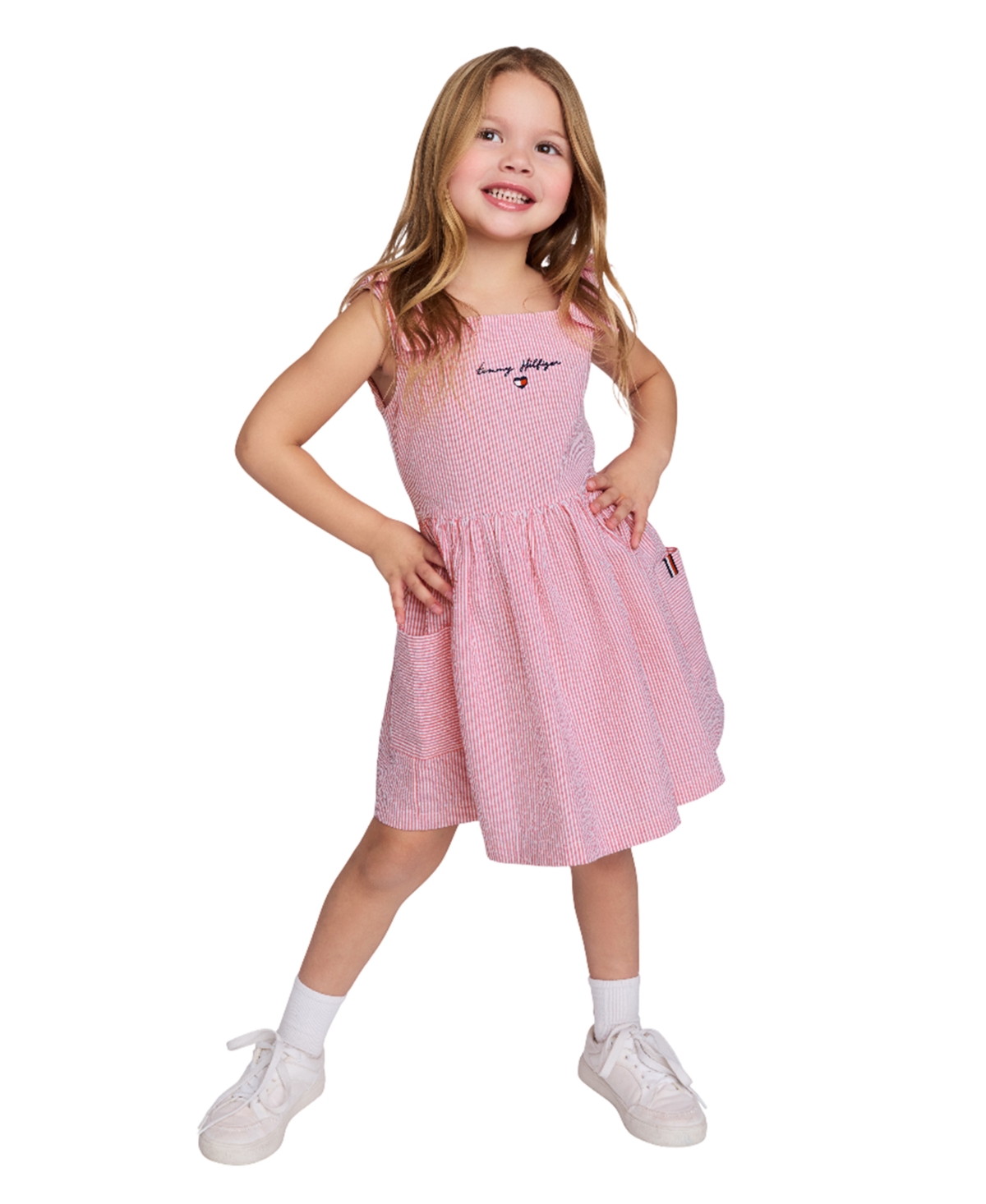 TOMMY HILFIGER TODDLER AND LITTLE GIRLS SEERSUCKER STRIPED ROMPER 