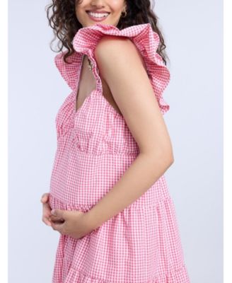 Maternity V Neck Flutter Sleeve Tiered Mini Dress - Motherhood