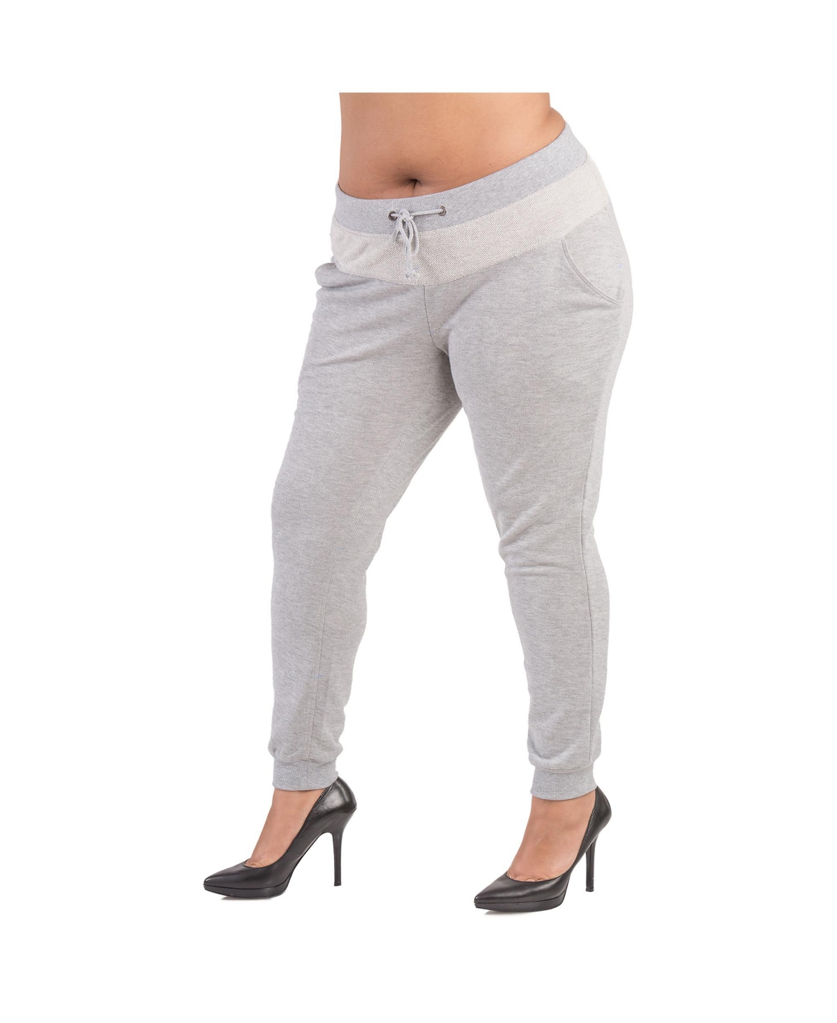 Plus Size French Terry Drawstring Jogger Pants - Heather grey