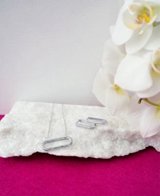 2-Pc. Set Diamond Open Link Pendant Necklace & Matching Hoop Earrings (1/6 ct. t.w.) in Sterling Silver, Created for Macy's