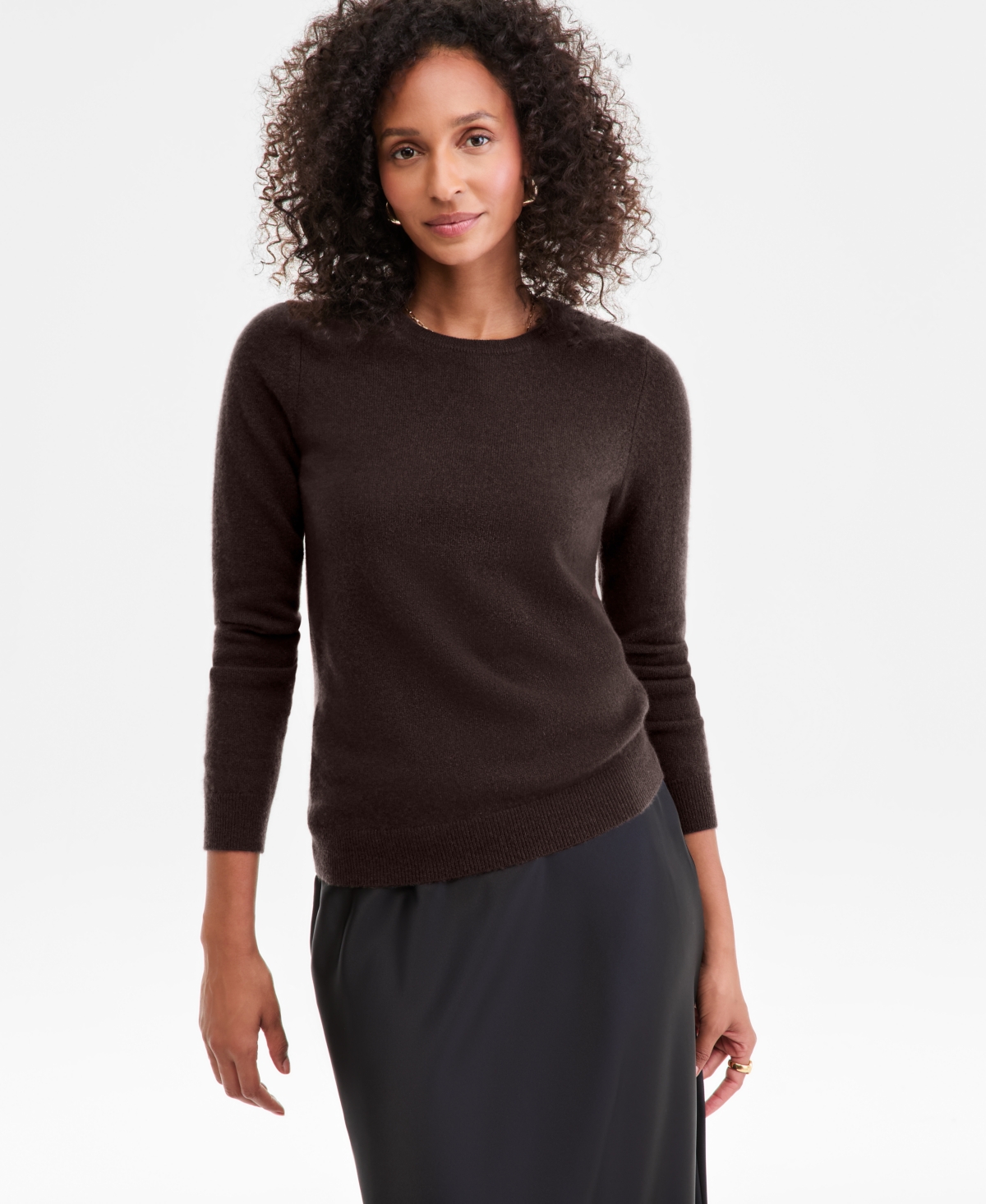 Charter Club Women's Long-sleeve 100% Cashmere Crewneck Sweater, Macy's Exclusive In Brown
