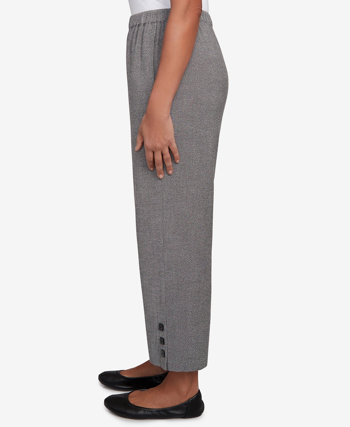 Alfred Dunner Petite Santa Barbara Button Cuffed All Around Elastic Ankle Pants