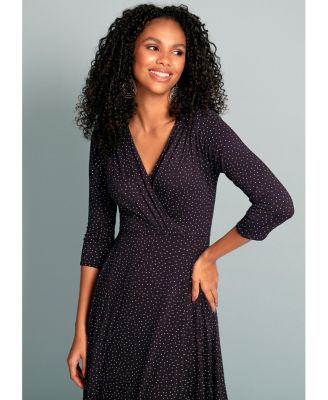 Women's Annie V-Neck 3/4 Sleeve Midi Dress