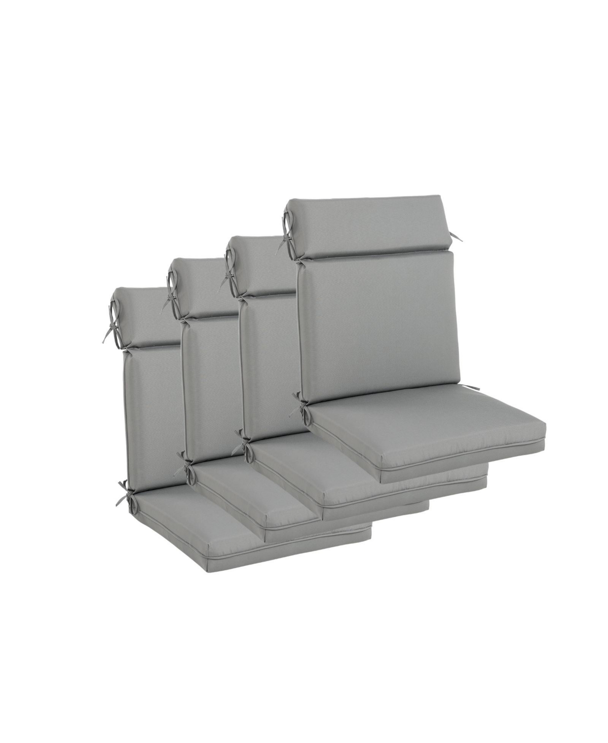 Aoodor 4Pcs Outdoor Cartridge High Back Dining Chair Cushion Set, Fade and Water Resistant Polyester Fabric Cover with Ties Zipper