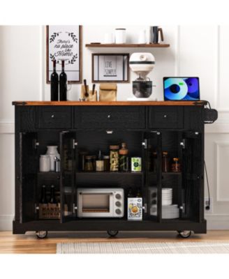  53" Farmhouse Kitchen Island Cart
