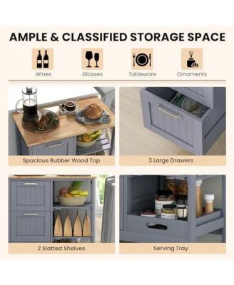 3-Drawer Rolling Utility Kitchen Island Storage Cart