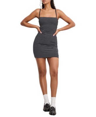 Women's Super Stretch Jersey Striped Mini Dress, Regular & Plus Size