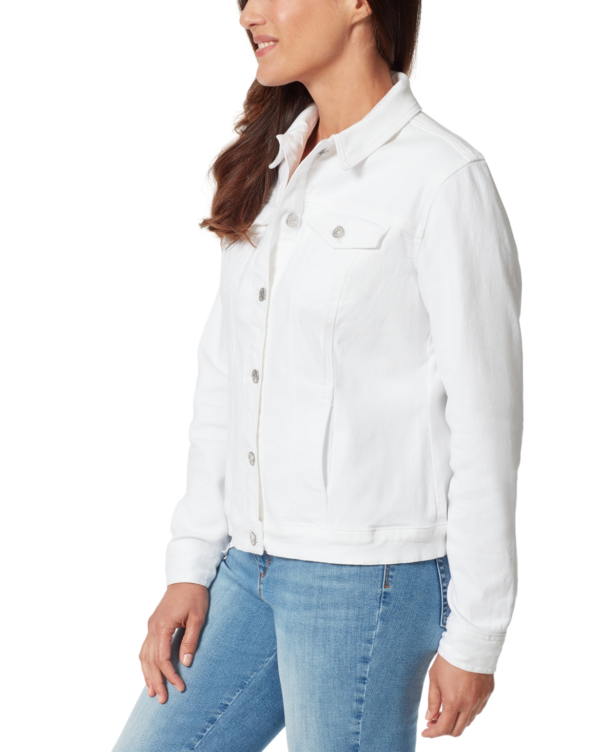Gloria Vanderbilt Petite Amanda Denim Trucker Jacket In White