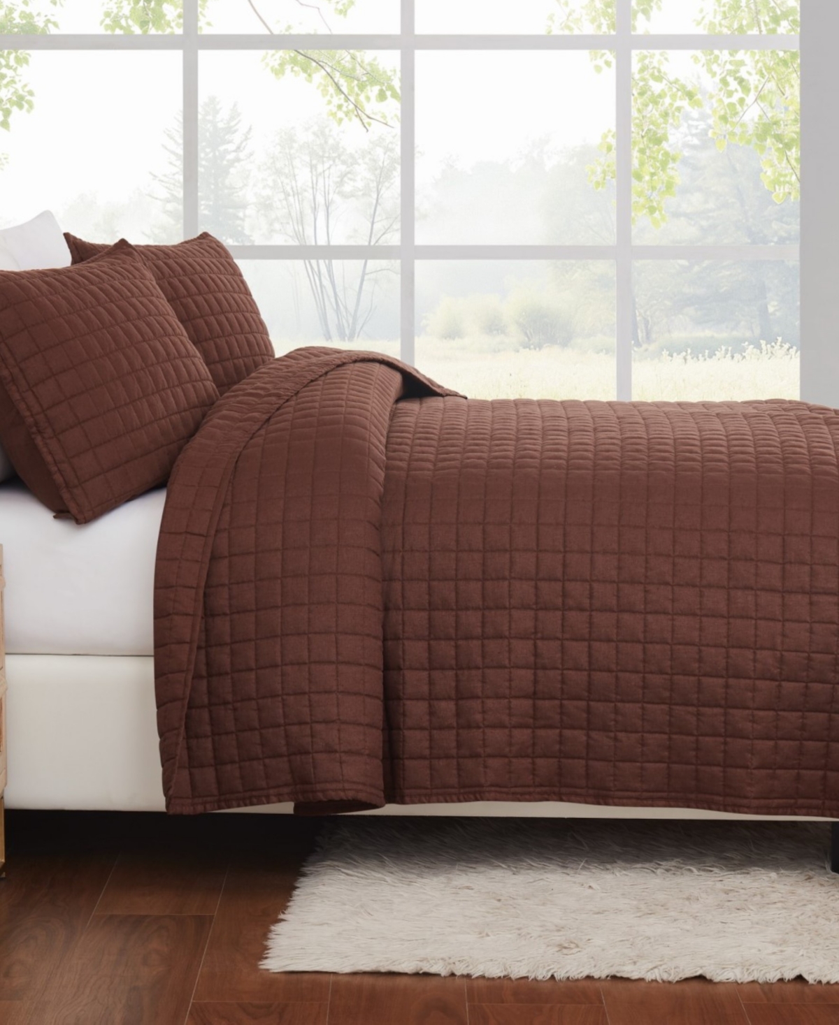 Brooklyn Loom Brookyln Loom Flax Linen 3-pc. Quilt Set, King In Brown