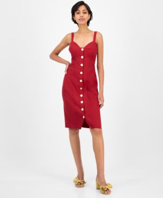 14th Place - Juniors' Button-Front Bustier Sleeveless Dress