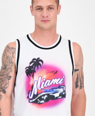 Men's Miami Drapes Slim Fit Textured Graphic Tank