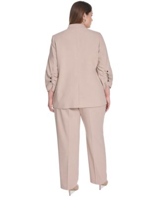 Plus Size Novelty 3/4-Sleeve One-Button Jacket