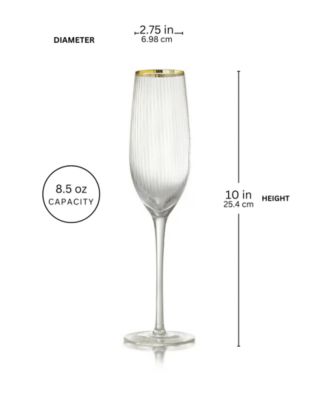 Rocher Champagne Flutes, Set of 4, 8.5 Oz