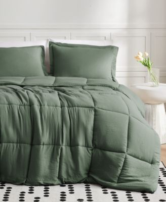 Garment Wash Solid 3-Pc. Comforter Set, Full/Queen