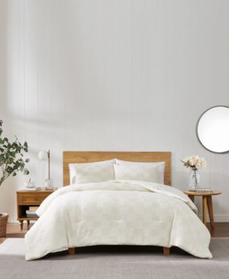 Truly Soft Textured Checkered Duvet Cover Sets In White