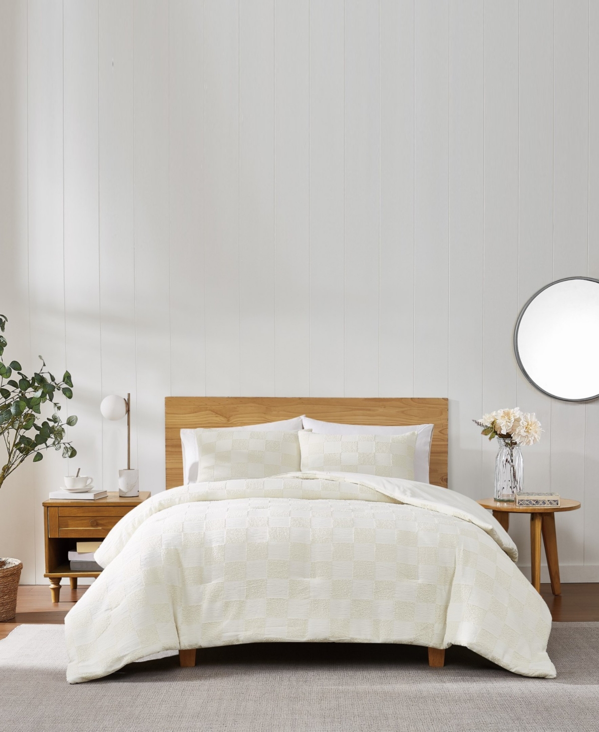 Truly Soft Textured Checkered 3-pc. Duvet Cover Set, Full/queen In White