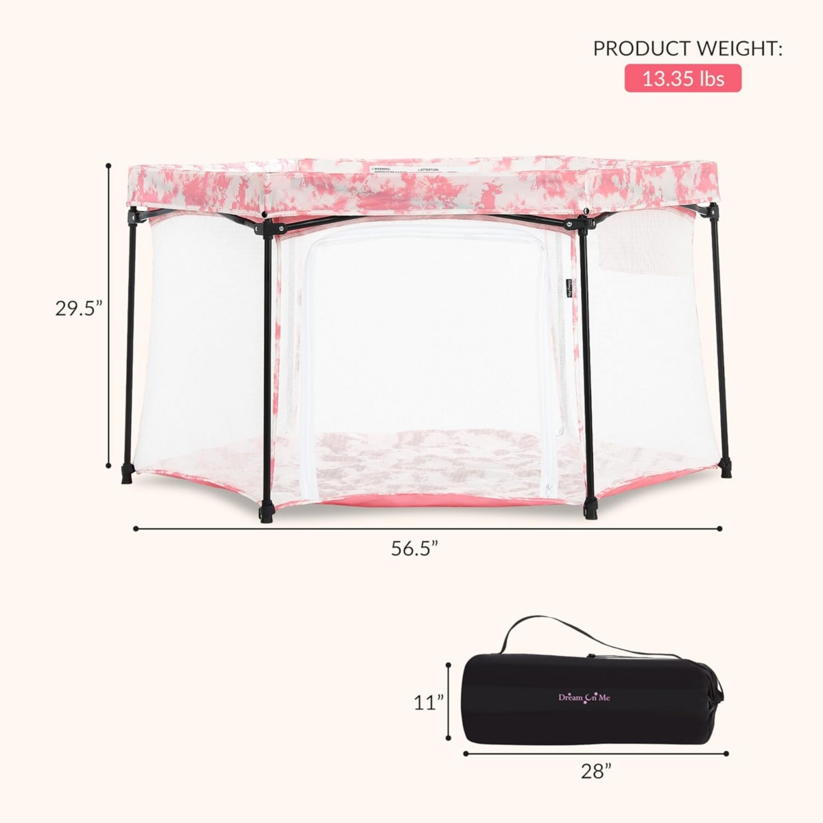 Dream On Me Onyx Playpen Pink