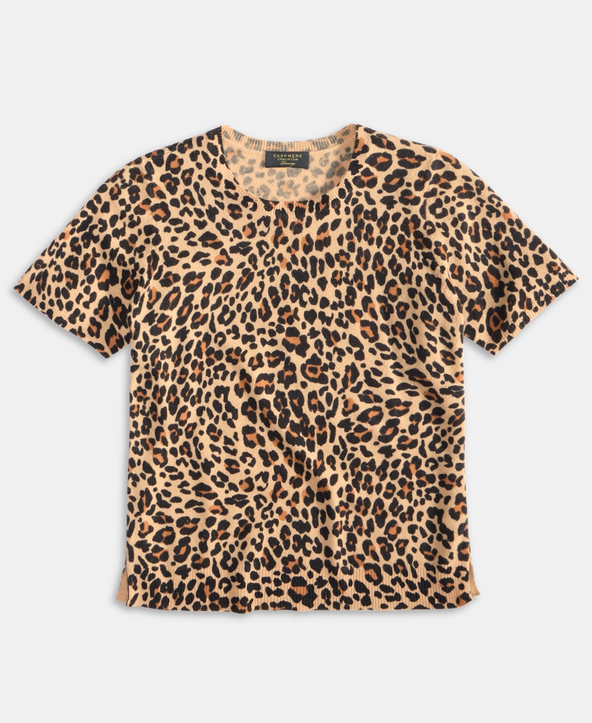 Charter Club Women's 100% Cashmere Leopard-print Short-sleeve Sweater, Macy's Exclusive In Animal Print