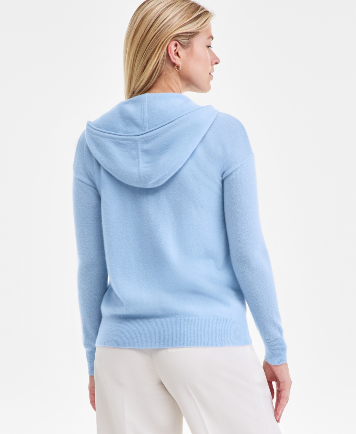 Charter Club Women's 100% Cashmere Zip Hoodie, Macy's Exclusive In Blue