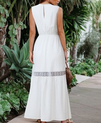 Women's Ethereal Lace Trim Maxi Beach Dress