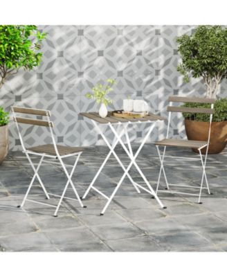 3 Piece Patio Acacia Wood Bistro Set with Slatted Seat and Tabletop