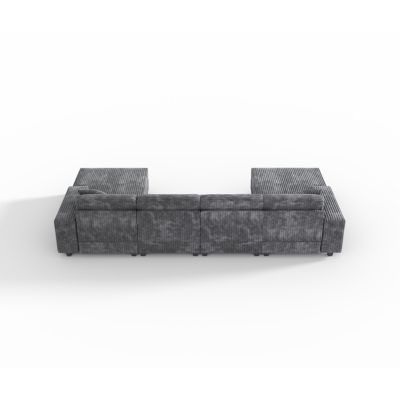 Streamdale Convertible Corduroy Sofa, Large 4 Seat, Living Room Chair, Dark Grey