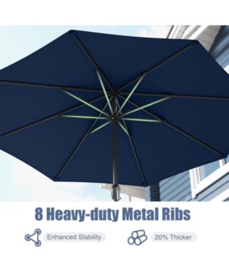 Outdoor Heavy Duty Market Umbrella with Crank Handle and 8 Sturdy Ribs