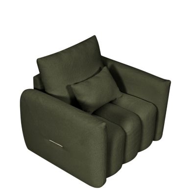  1 Pc   Teddy Fabric  Lounge Chair, Upholstered, Includes Pillow, Curved Backrest, Solid Wood Frame Modern sofa chair