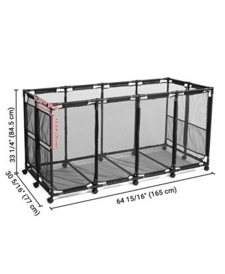 Mesh Pool Floats Storage Metal Frame Extra Large 12 Wheels Rolling Bin Cart with Blue Mesh Cover Replacement Net