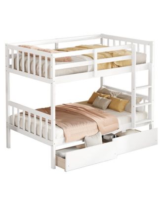 Streamdale Twin Bunk Bed with 2 Drawers, Convertible Twin Beds, Ladder, Guardrails, White