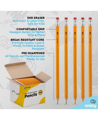 #2 Pencils Bulk - 500 Pack, Pre-Sharpened Wood-Cased Yellow Pencils for Office and Classroom Supplies