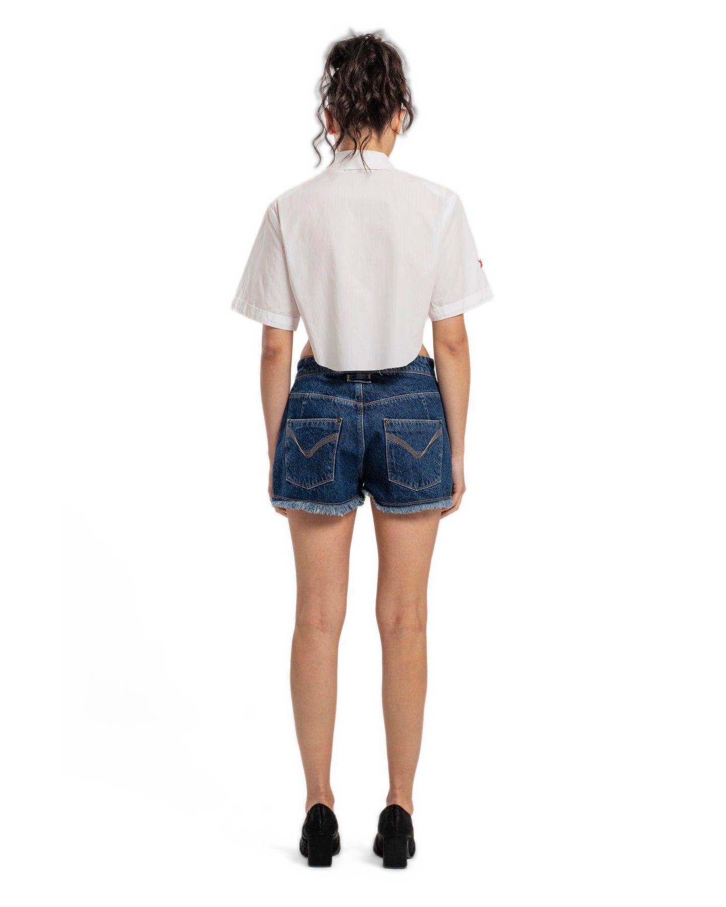 Женские шорты PCFG Free Heaven Short With Zip Details, цвет: Джинсовый синий — фото 4