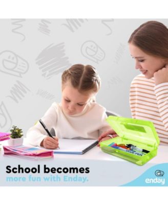 Plastic Pencil Box with Snap Closure Lids Pink, Small Utility Storage Crayon School and Office Supplies Case Organizer, 1 Pc