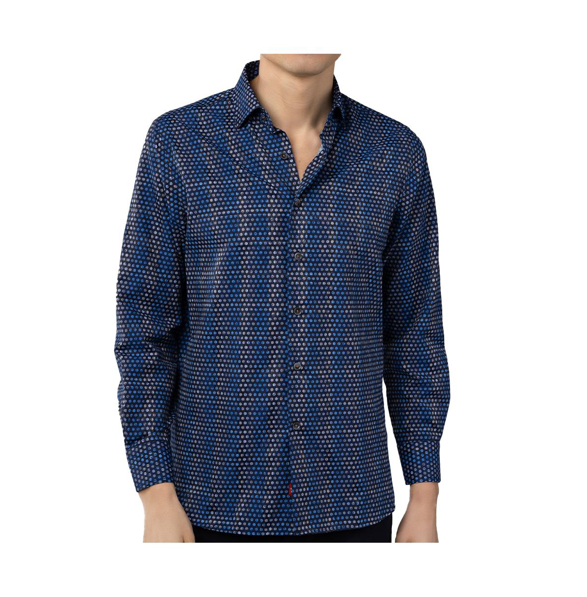 Men's Multicolor Circle Print Shirt - Lilac, beige, blue in navy