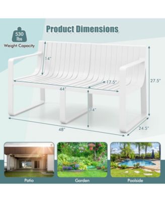 Weather-resistant Plastic 2-Person Bench with Curved Backrest