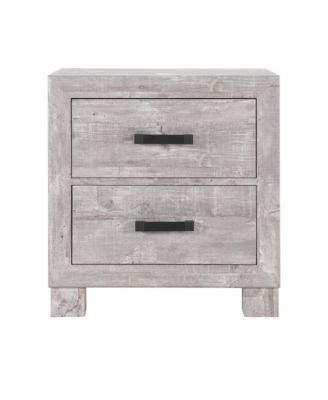 2-Drawer Distressed Nightstand – Rustic Bedside Table with Storage