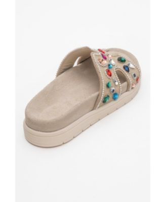 Denilla Leather Embellished Slide Sandal (Women)