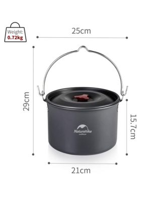 Camping Soup Pot Cookware with Lid Large Outdoor Portable Hanging Pot Cooking Set for 1-6 People