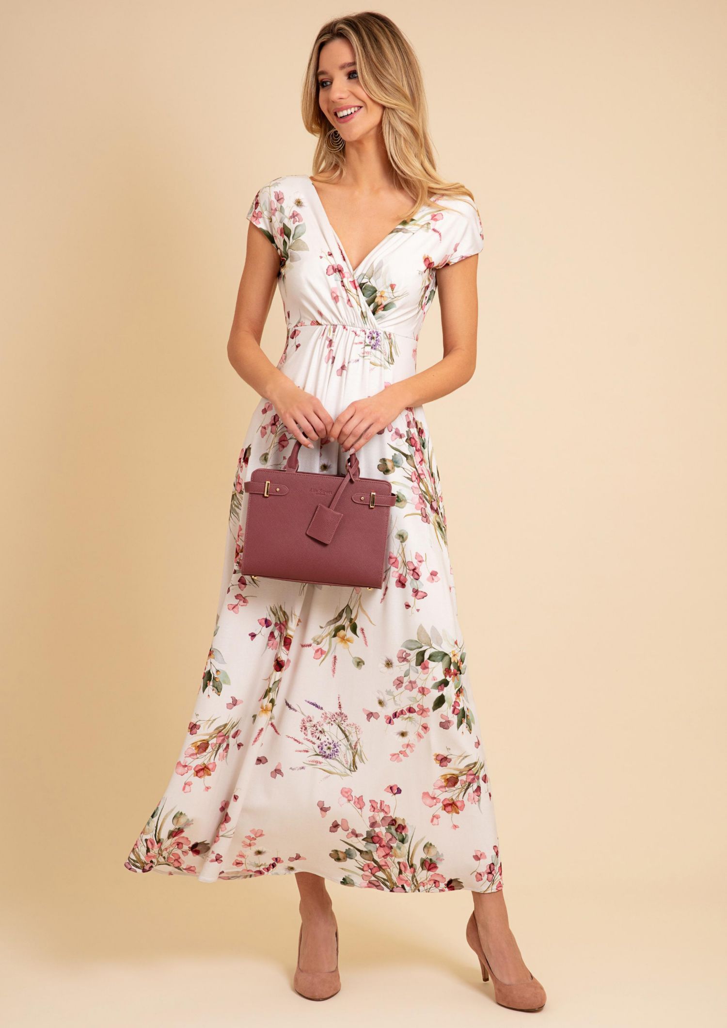 Women's Sophia V-Neck Short Sleeve Maxi Dress