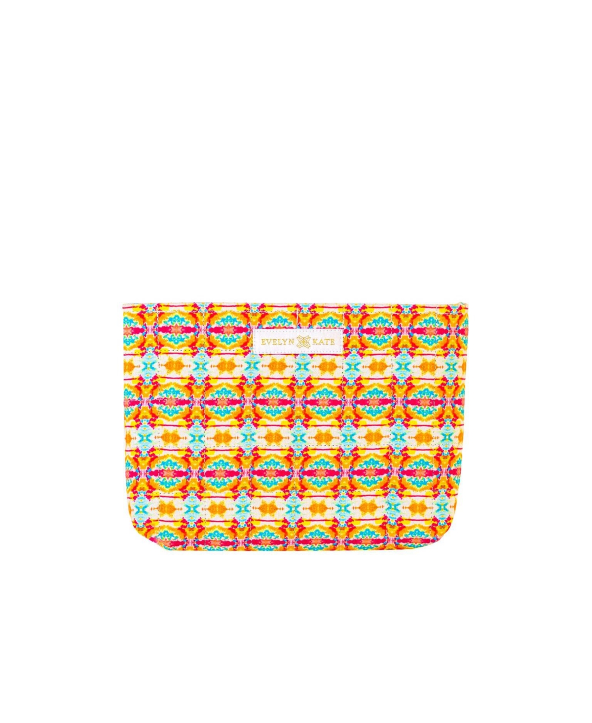 Patterned Quilted Pouch - Orange turtle