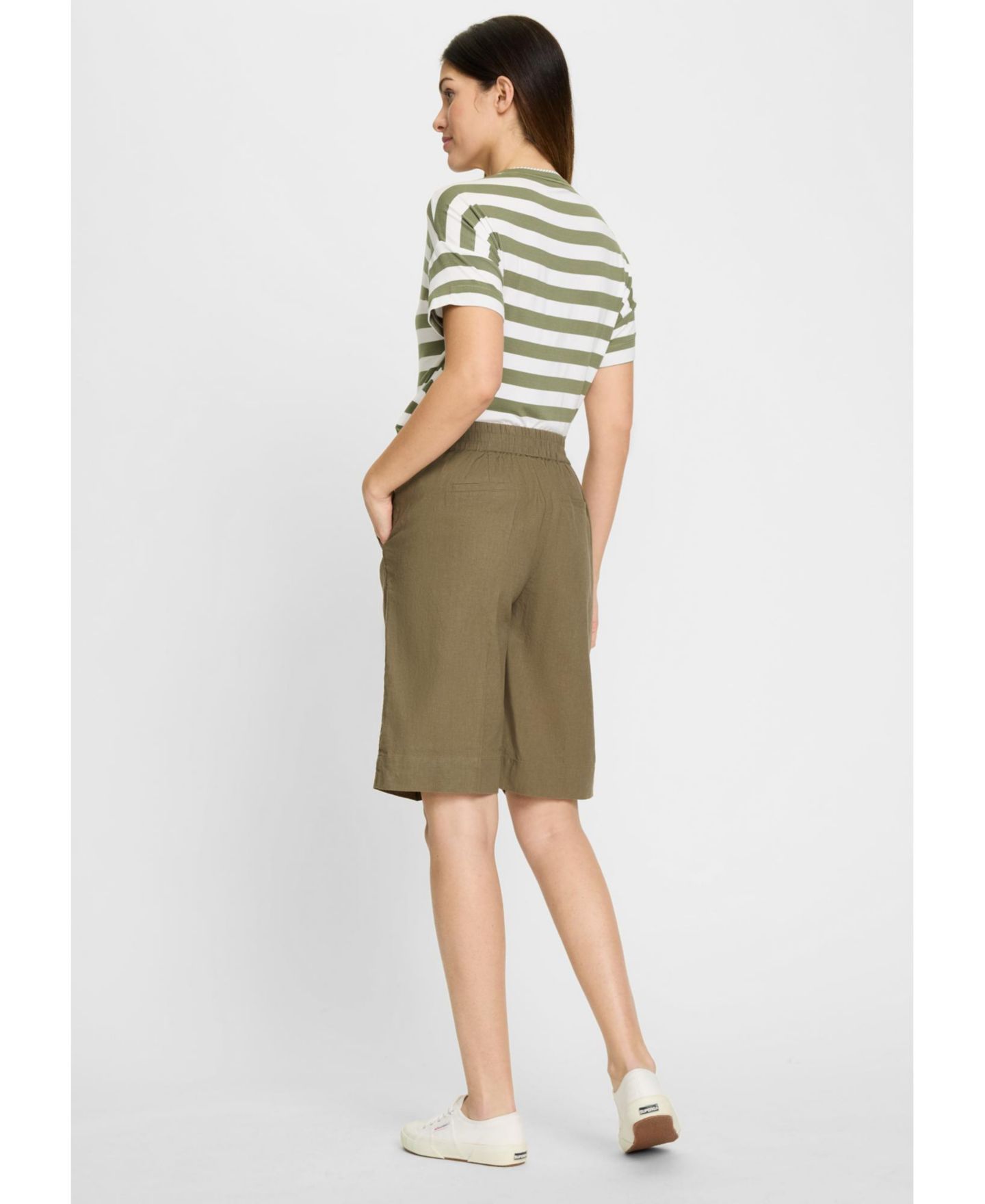 Женские шорты Olsen Mona Fit Viscose Linen Short, цвет: Оливковый — фото 4