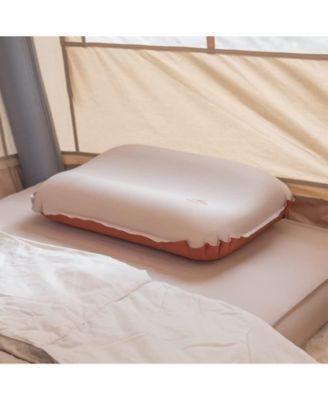 Inflatable Camping Pillow - Portable 3D Comfortable Silent Sponge Pillow - Perfect for Camping and Travel (Khaki)