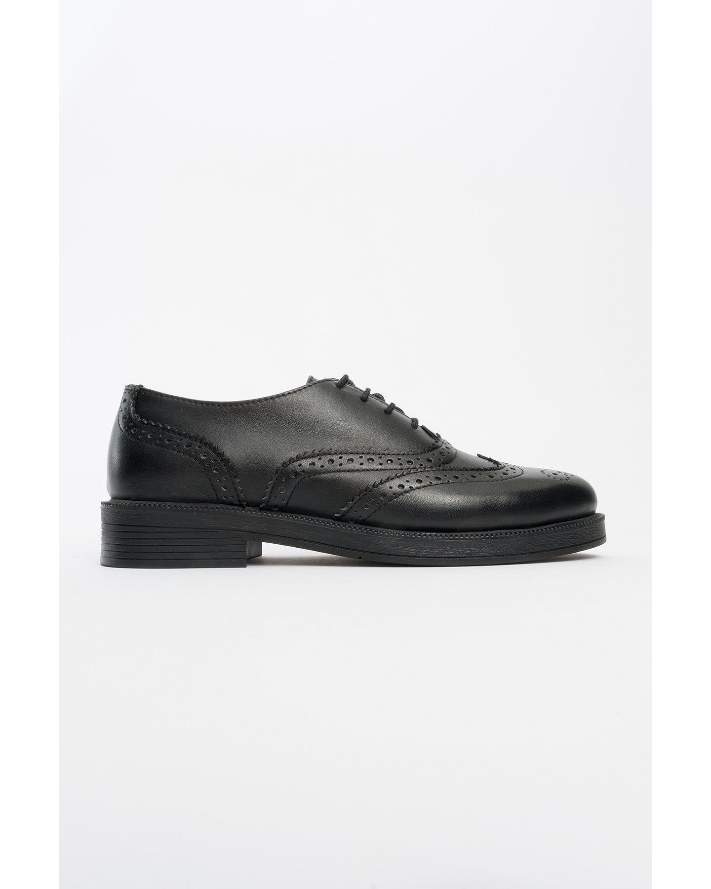 Женские туфли Forever & Always Shoes Lace-Up Leather Oxford with Block Heel, цвет: Чёрный кожаный — фото 3