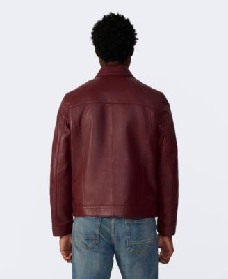 Men's Leather Trucker Jacket, Created For Macy's