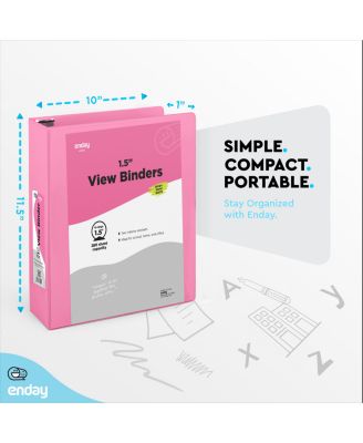3-Ring Binder with Clear View Cover and 2 Inside Pockets – Heavy Duty Durable Binder for School Supplies, Office Organization, or Home Use – Colored Binder for Documents, Notes, Reports, and More