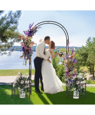 2 in 1 Garden Arbor with 2 Side Planters and 8 Ground Stakes