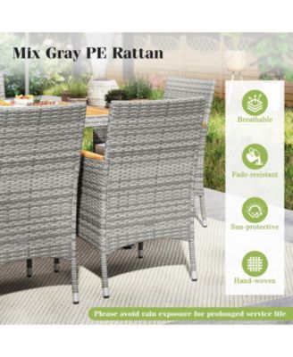 9 Pieces Patio PE Wicker Dining Set for Deck  Garden and Yard