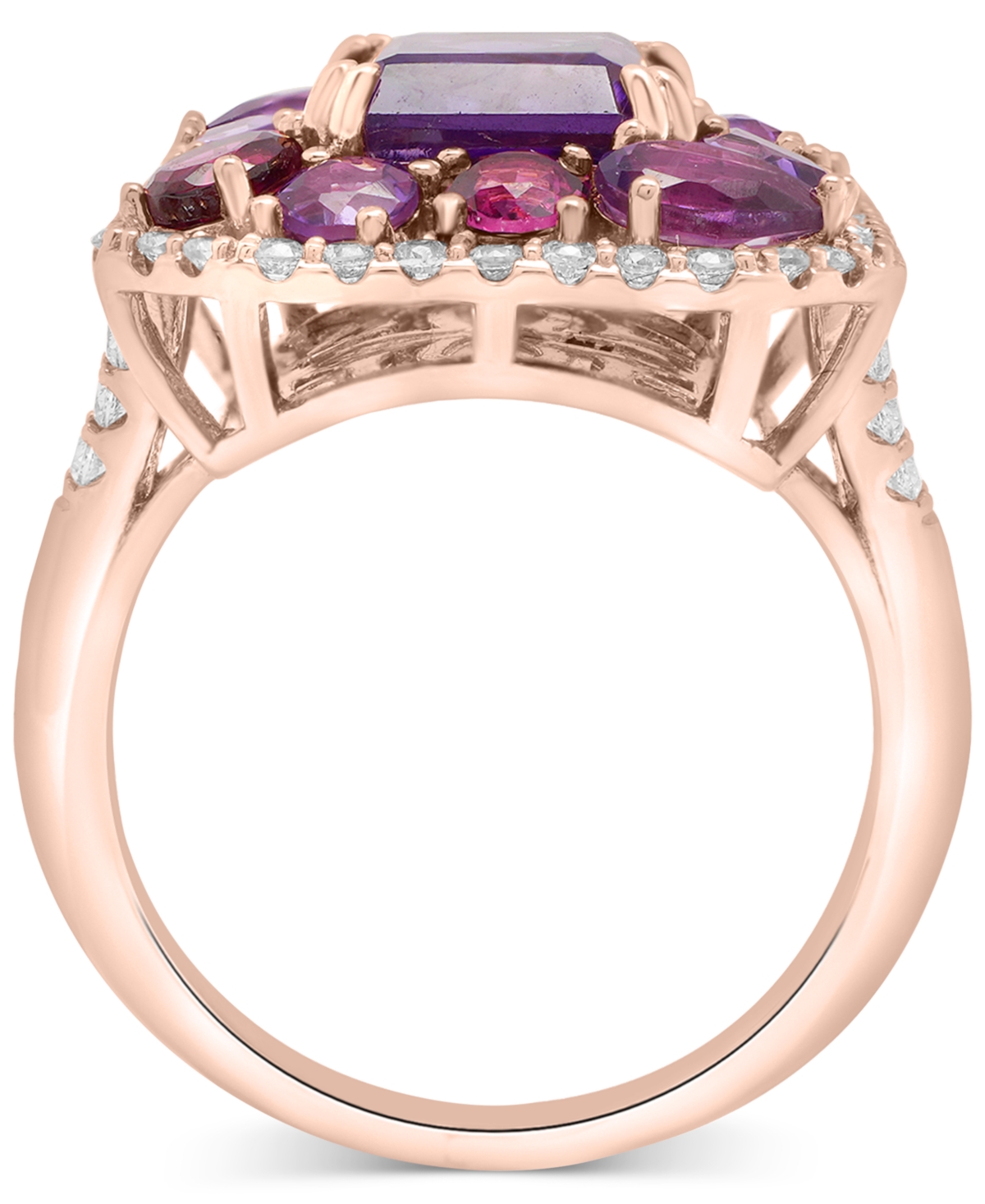 Macy's Amethyst (4-1/6 Ct. T.w.), Rose De France Amethyst (7/8 Ct. T.w.) & Diamond (1/2 Ct. T.w.) Halo Ring
