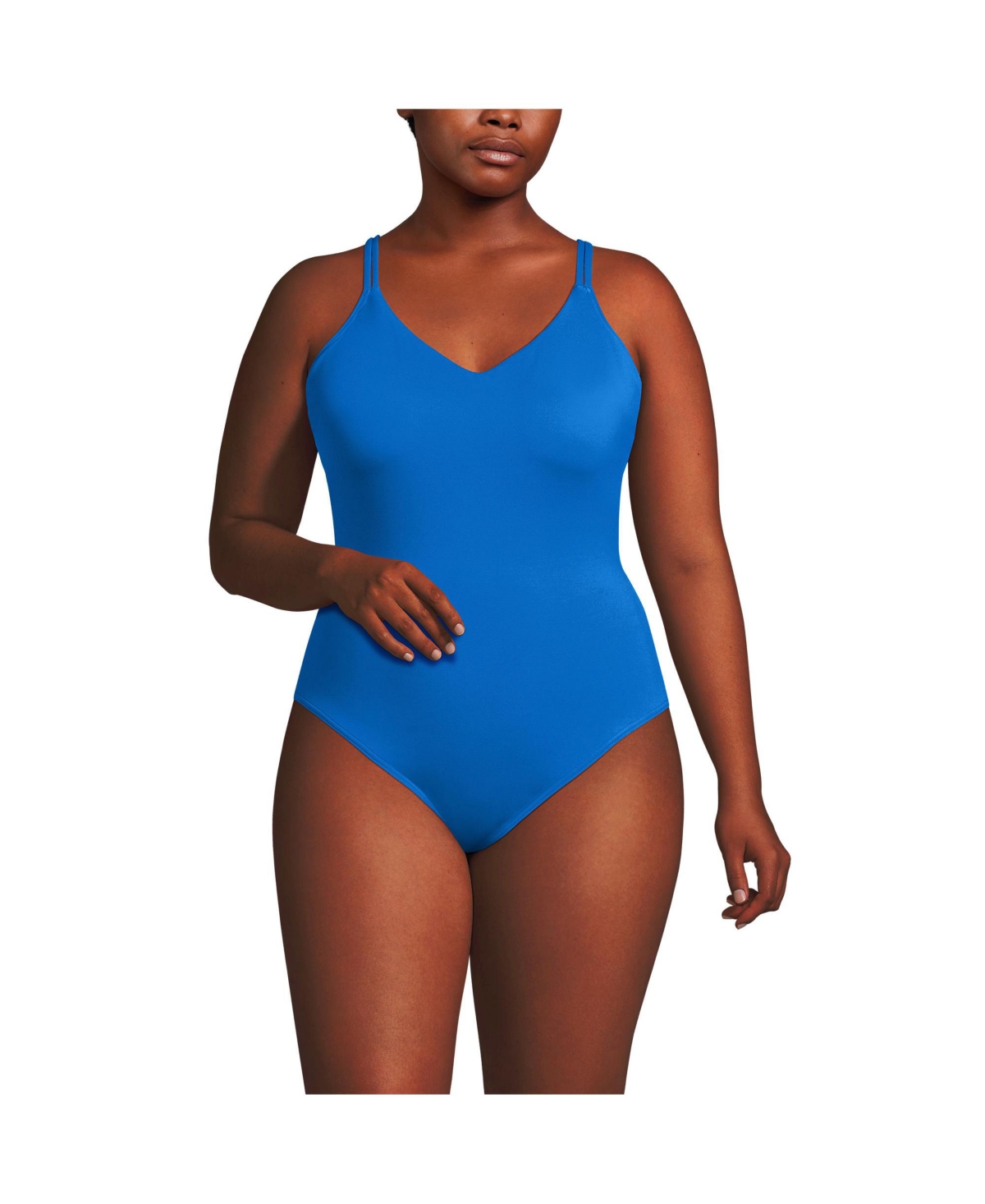 Women's Tugless QuickDry V-Neck Multi-Way High Leg One Piece Swimsuit - Black