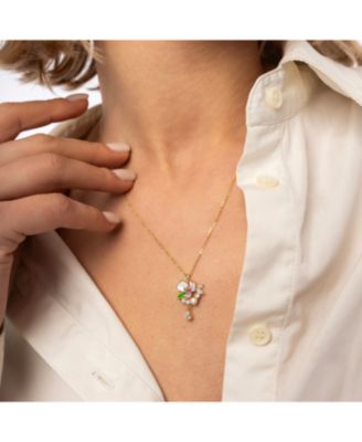 Pansy Violet Floral Necklace in Sterling Silver